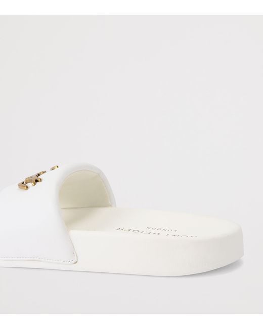 Kurt Geiger White Meena Logo Slides