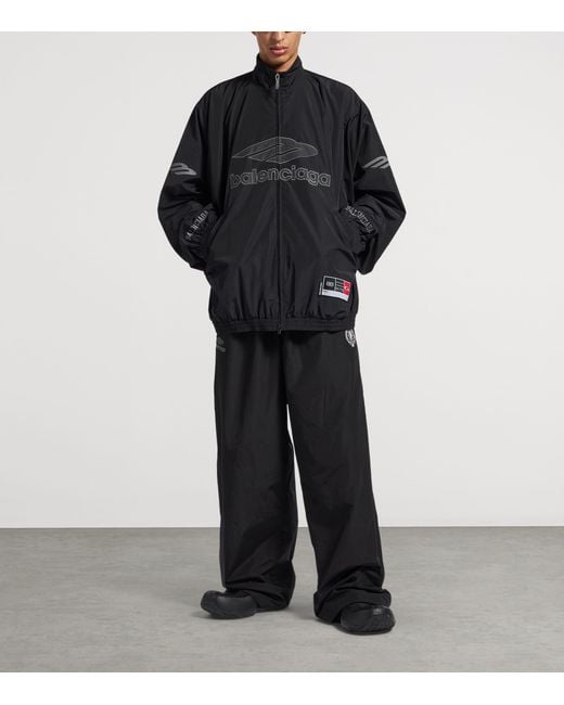 Balenciaga Black Cotton-Blend 3B Logo Oversized Jacket for men