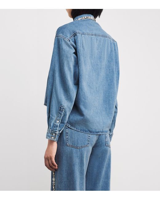 Sandro Blue Denim Embellished Shirt
