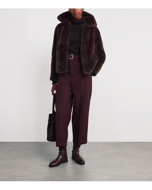 Yves Salomon Brown Mink Collared Jacket