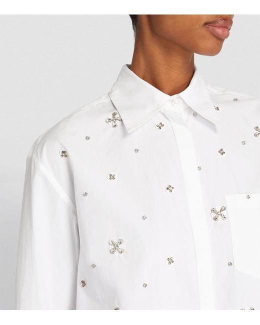 MAX&Co. White Sequin And Rhinestone-embellished Shirt