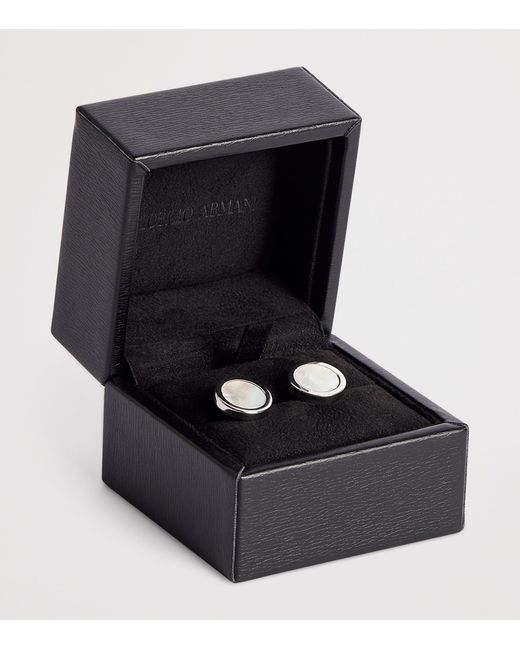 Giorgio Armani Metallic Sterling And Mother-Of-Pearl Cufflinks for men