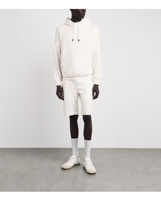 Isaia White Embossed Logo Hoodie for men