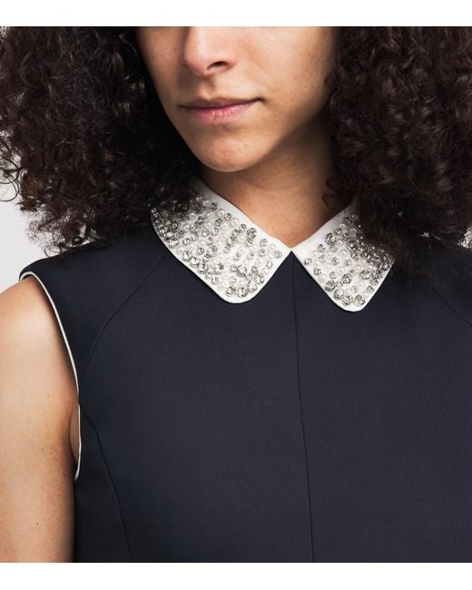 Maje Blue Embellished Collar Mini Dress