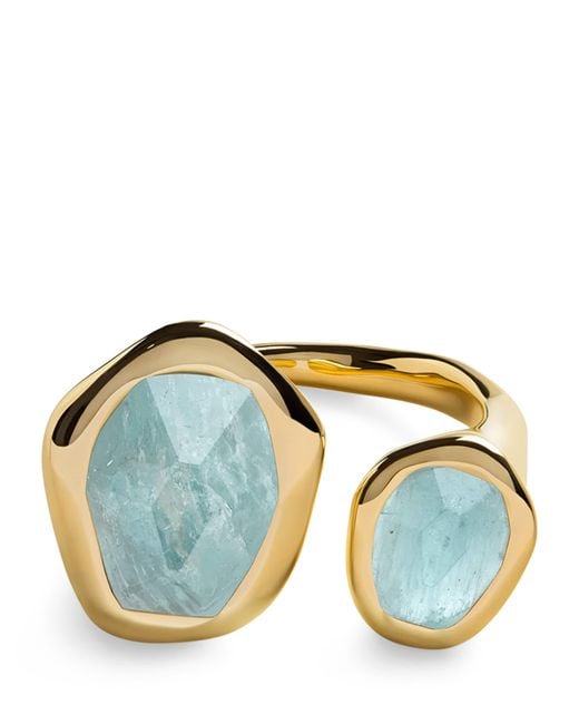 Monica Vinader Blue Vermeil And Aquamarine Odyssey Open Ring