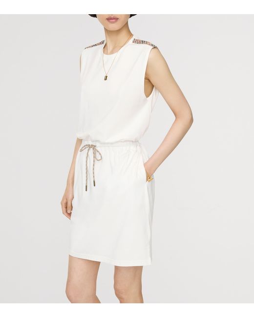 Burberry White Cotton Jersey Sleeveless Mini Dress
