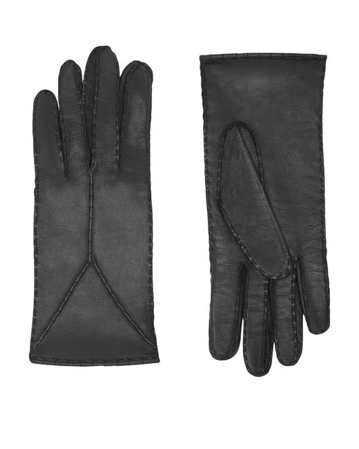 Saint Laurent Black Lambskin Short Stitched Gloves