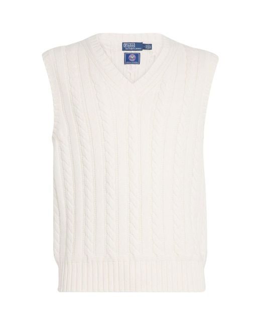 Ralph Lauren White X Wimbledon Cashmere-Cotton-Linen Sweater Vest for men
