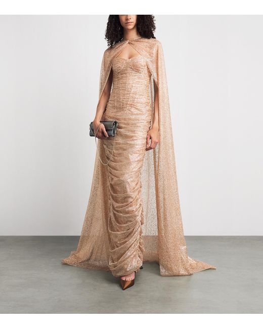 Sandra Mansour Natural Glitter Veil Of Light Gown