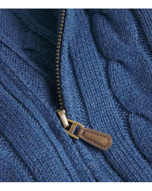 Polo Ralph Lauren Blue Cable-Knit Quarter-Zip Sweater for men