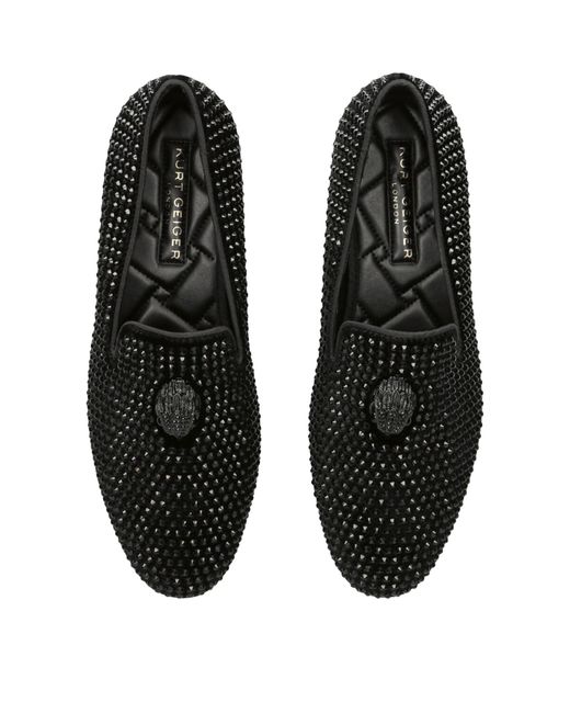 Kurt Geiger Black Embellished Ace Stud Loafers for men
