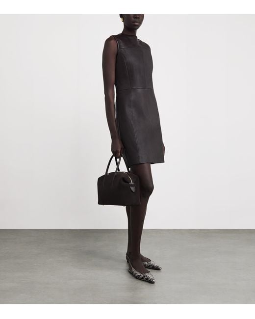 Theory Black Lambskin Panelled Mini Dress