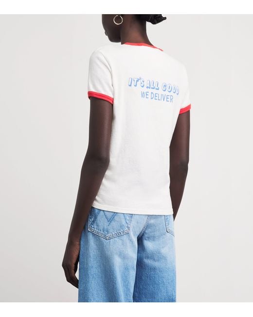 Mother White Cotton The Lil Goodie Ringer T-Shirt