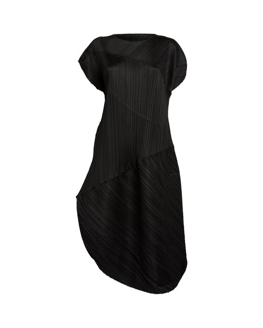 Pleats Please Issey Miyake Black Peanuts Pleated Midi Dress