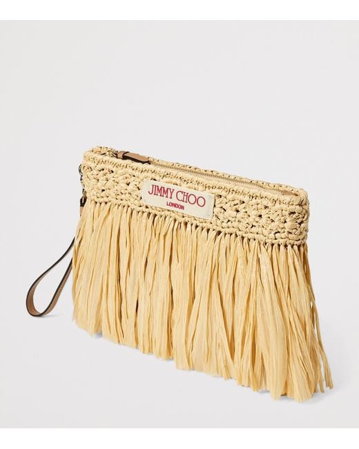 Jimmy Choo Metallic Raffia Flat Pouch