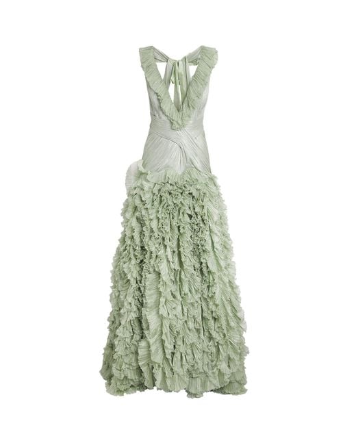Maria Lucia Hohan Green Silk Ruffle Margaret Gown