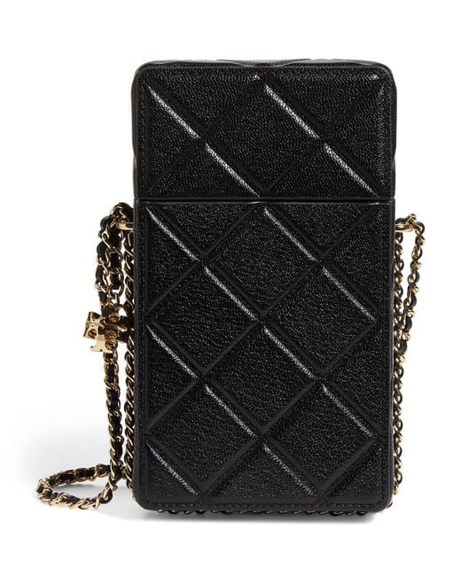 Tory Burch Black Leather Fleming Phone Cross-Body Bag