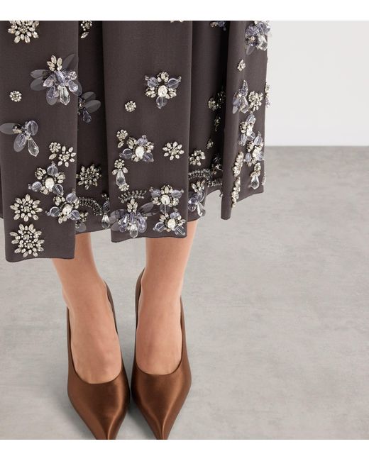 Prada Brown Silk-Wool Embroidered Skirt