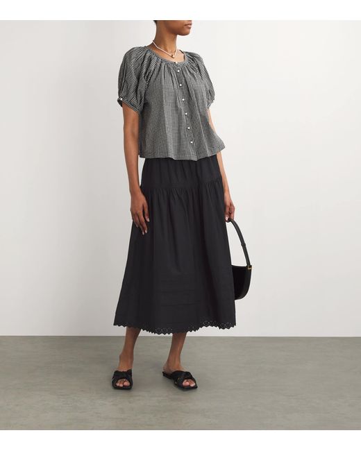 Doen Black Tiered Sebastiane Midi Skirt