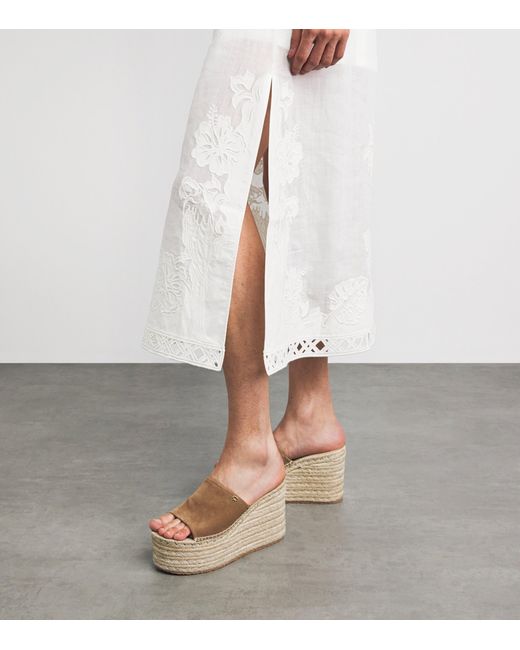 Zimmermann White Ramie Embroidered Indra Midi Dress