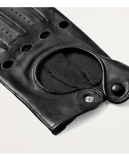 Aspinal Black Nappa Leather Driving Gloves for men