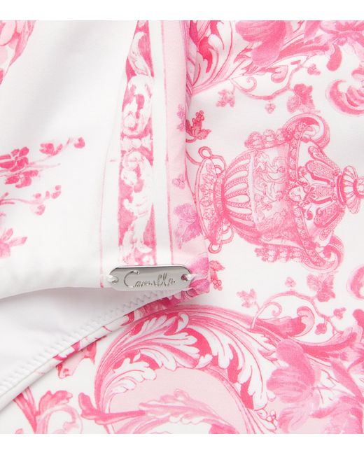Camilla Pink Crytsal-Embellished Printed Underwired Swimsuit