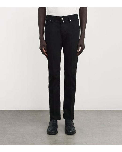 Jacob Cohen Black Limited Edition Crocodile Skin-Patch Bard Slim Jeans for men