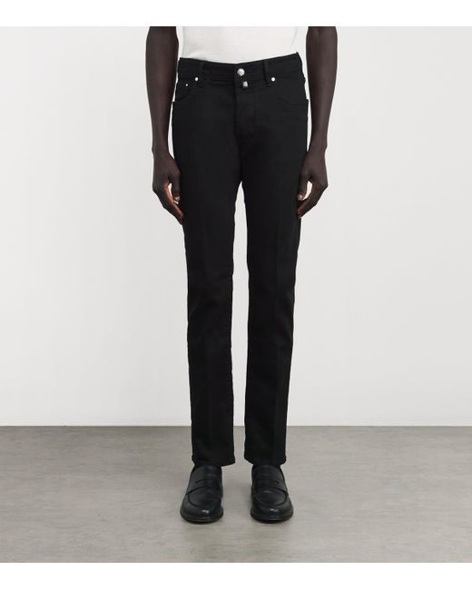 Jacob Cohen Black Crocodile Skin-Patch Bard Slim Jeans for men