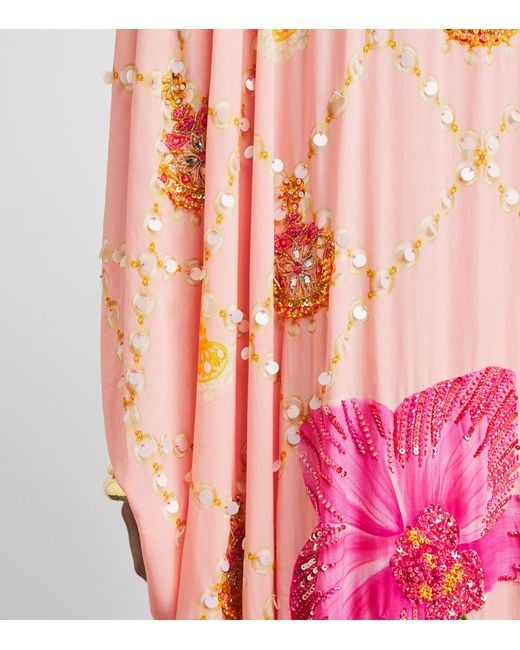 VERANDAH Pink Embellished Orchard Kaftan Maxi Dress