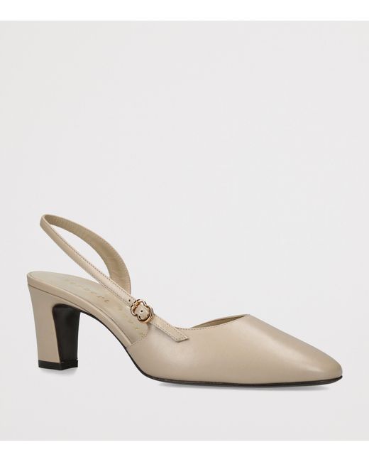 Herbert Levine Natural Leather Ask Around Slingback Heels 65