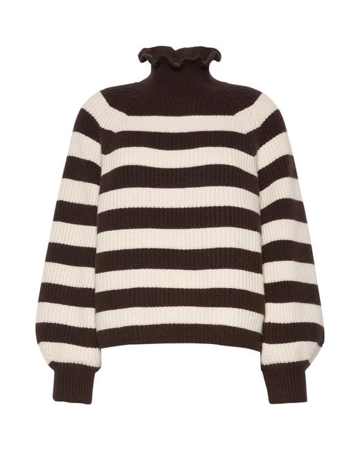 Max Mara Black Wool-Cashmere Stripe Sweater