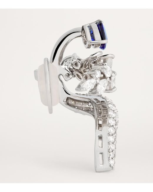 YEPREM White Diamond And Sapphire Whisper Ear Cuff