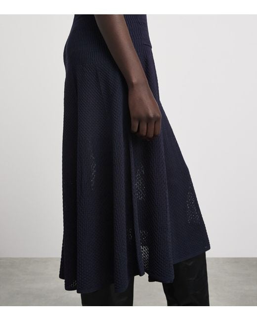 Maje Blue Knit Pointelle Maxi Dress