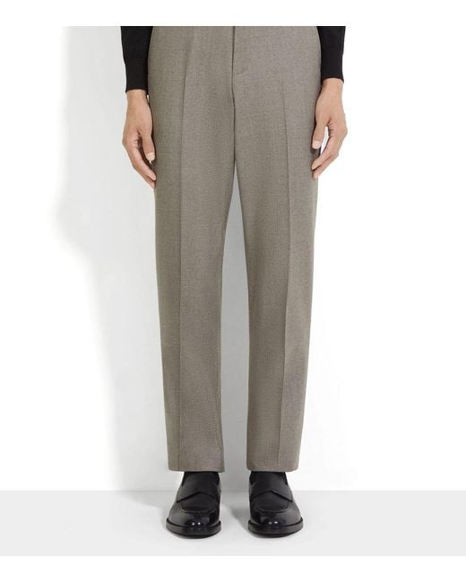 Zegna Gray Wool Straight Tailored Trousers for men