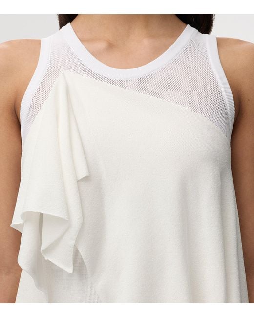 Loewe White Knitted Ruffle Maxi Dress