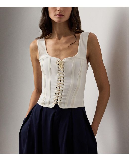 Ralph Lauren White Cotton-Blend Kat Corset Top