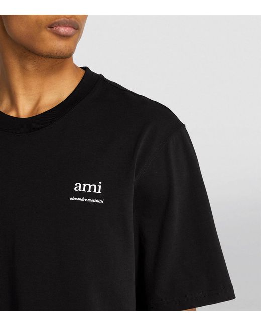 AMI Black Organic Cotton Logo T-shirt for men