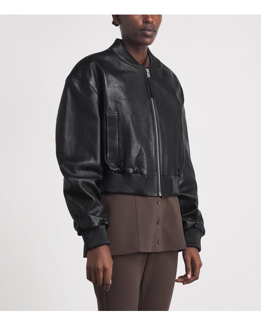 Arma Black Hannah Leather Bomber Jacket
