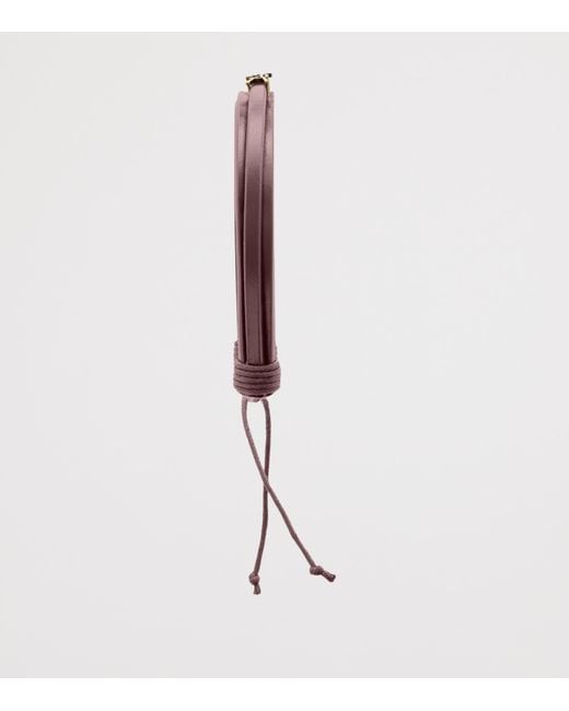 Saint Laurent Brown Leather Cord Cassandre Bracelet
