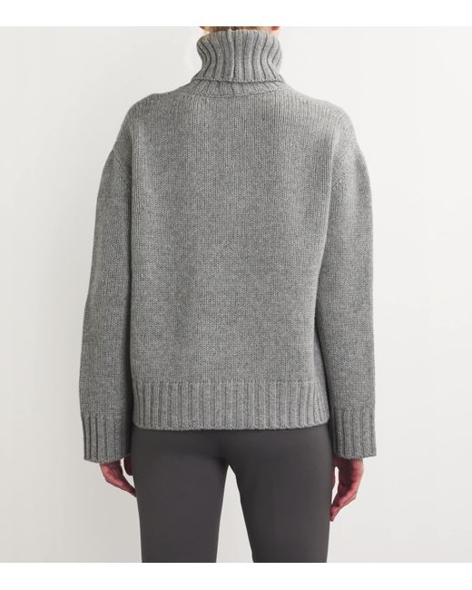 Fabiana Filippi Gray Merino-Silk-Cashmere Rollneck Sweater