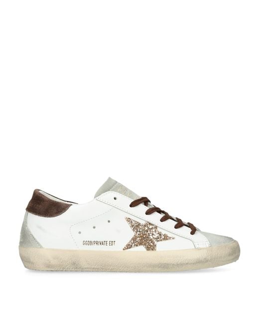 Golden Goose Deluxe Brand Natural Leather Glittered Super-Star Sneakers