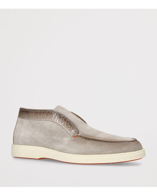 Santoni Natural Suede Detroit Slip-On Sneakers for men