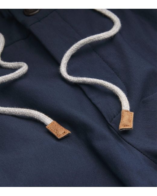 Eleventy Blue Cotton-Blend Drawstring Trousers for men