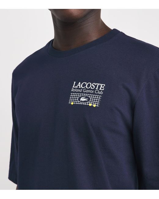 Lacoste Blue X Roland-Garros Cotton Logo T-Shirt for men
