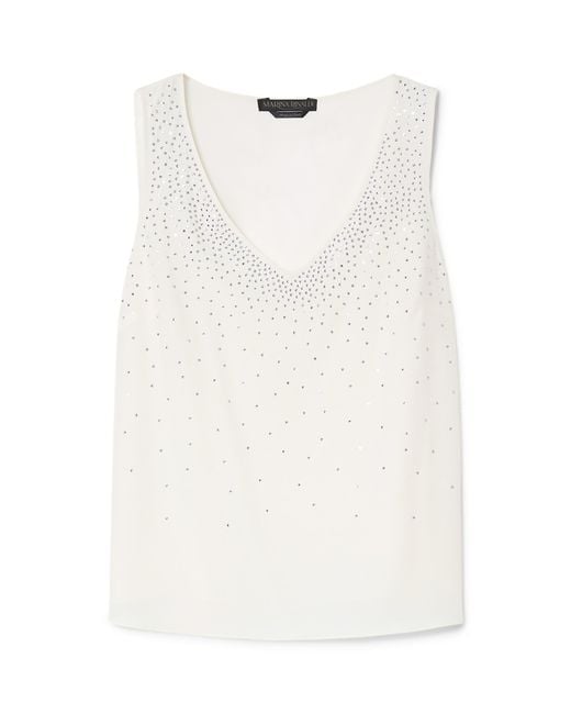 Marina Rinaldi White Embellished V-Neck Top