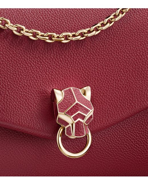 Cartier Red Small Leather Panthère De Shoulder Bag
