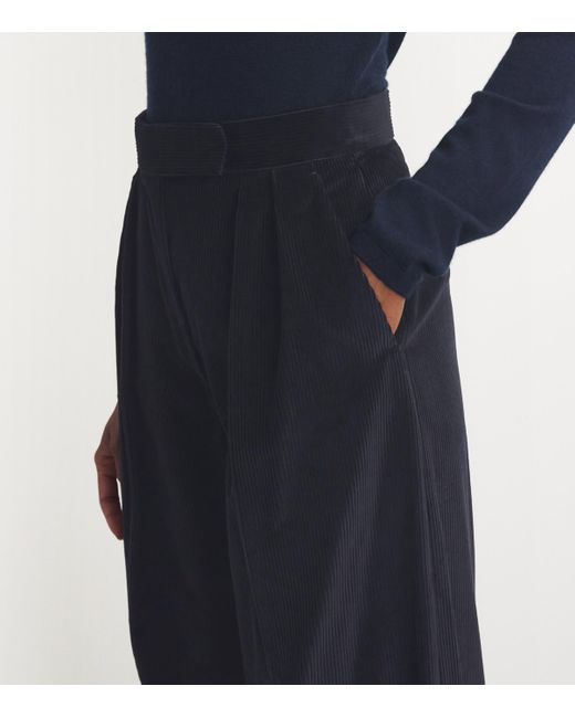 Max Mara Blue Corduroy Wide-Leg Trousers