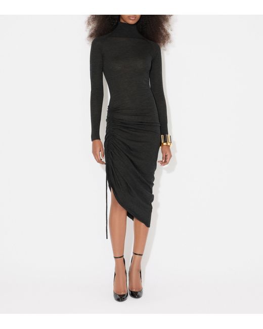 Alaïa Black Ruched Midi Dress