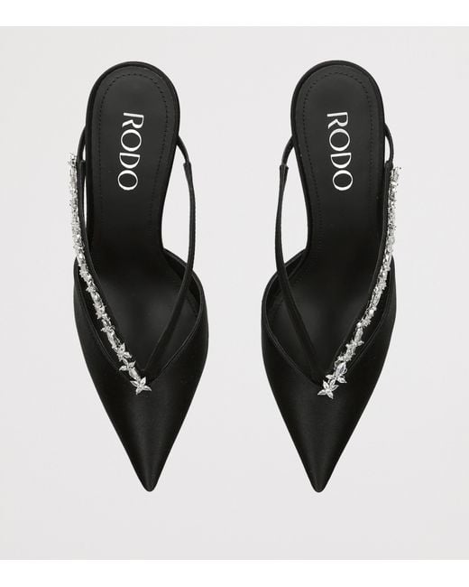 Rodo Black Satin Kayla Heeled Mules 75