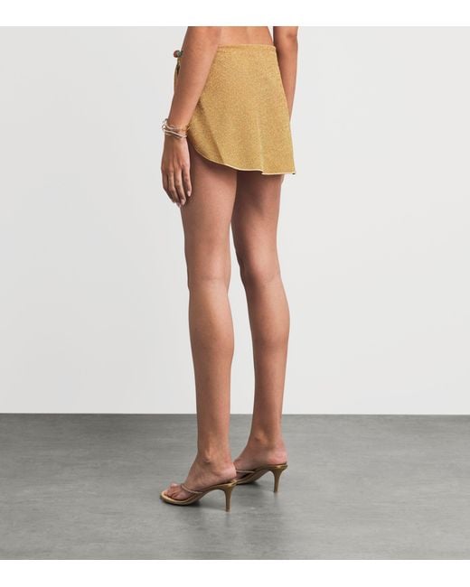 Oseree Natural Metallic Beaded Lumière Mini Pareo Skirt